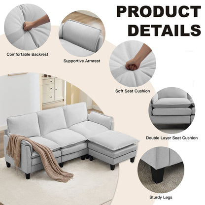 Divano di lusso a 3 posti e poggiapiedi: comfort ultra-morbido e multi-stanza