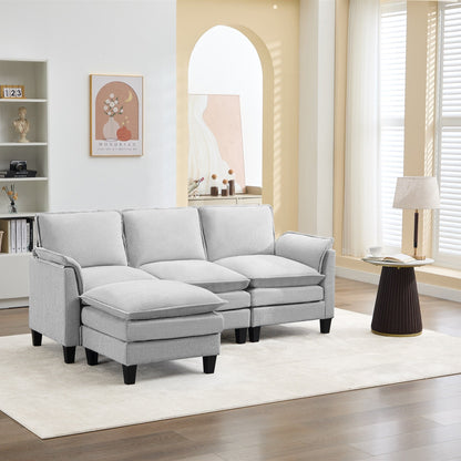 Divano di lusso a 3 posti e poggiapiedi: comfort ultra-morbido e multi-stanza