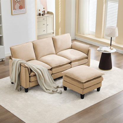 Divano di lusso a 3 posti e poggiapiedi: comfort ultra-morbido e multi-stanza