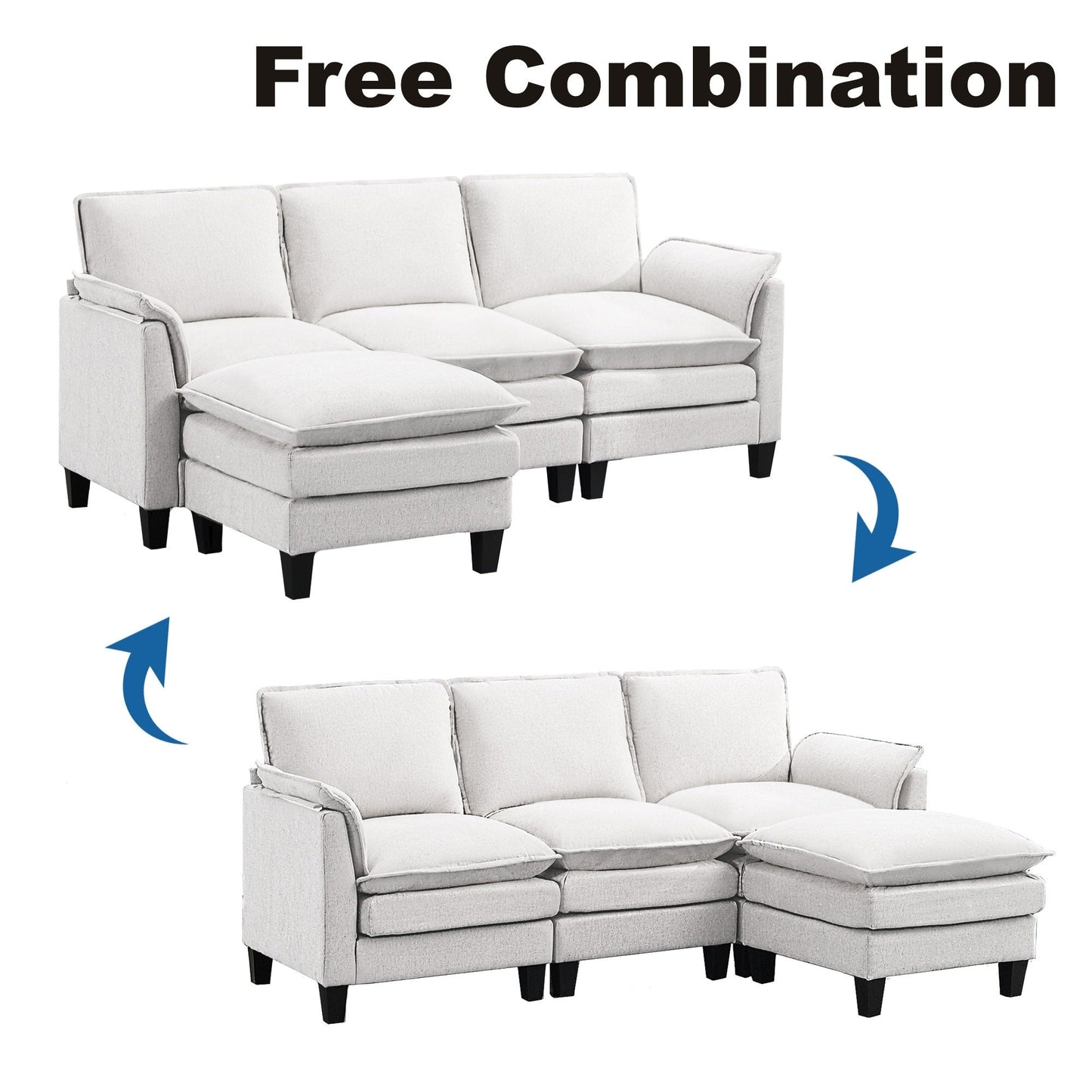 Divano di lusso a 3 posti e poggiapiedi: comfort ultra-morbido e multi-stanza