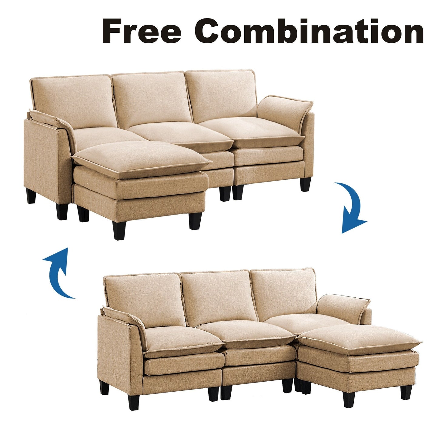 Divano di lusso a 3 posti e poggiapiedi: comfort ultra-morbido e multi-stanza