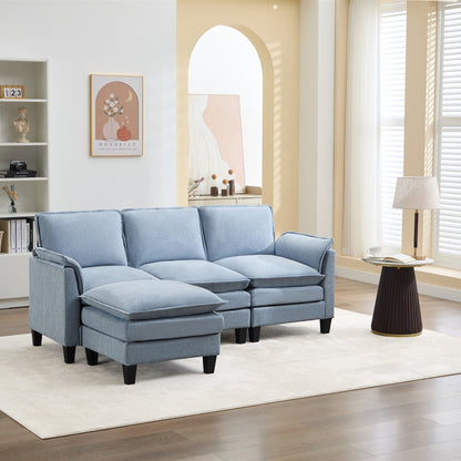 Divano di lusso a 3 posti e poggiapiedi: comfort ultra-morbido e multi-stanza