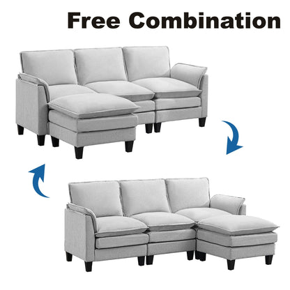 Divano di lusso a 3 posti e poggiapiedi: comfort ultra-morbido e multi-stanza