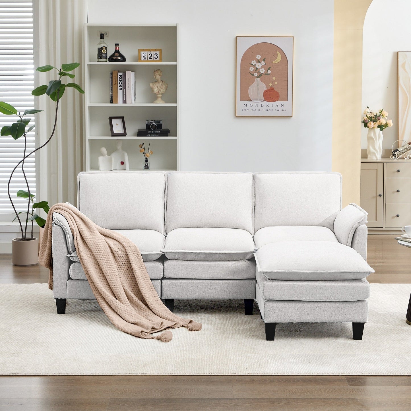 Divano di lusso a 3 posti e poggiapiedi: comfort ultra-morbido e multi-stanza