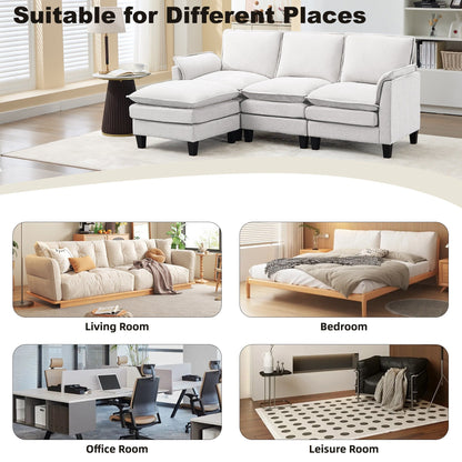 Divano di lusso a 3 posti e poggiapiedi: comfort ultra-morbido e multi-stanza