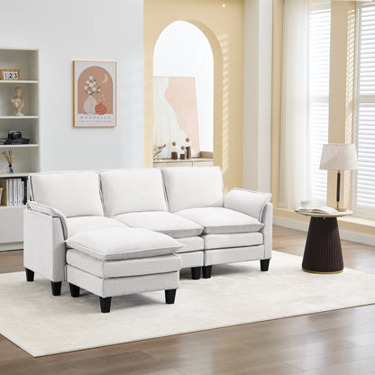 Divano di lusso a 3 posti e poggiapiedi: comfort ultra-morbido e multi-stanza