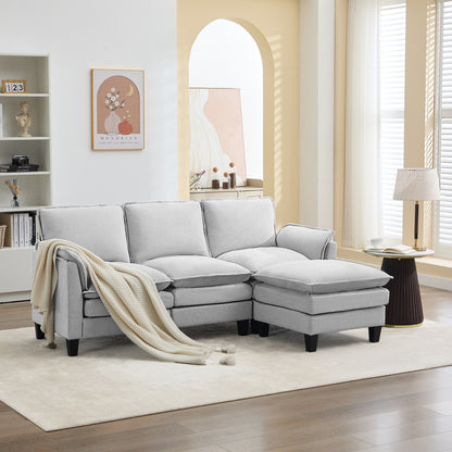 Divano di lusso a 3 posti e poggiapiedi: comfort ultra-morbido e multi-stanza