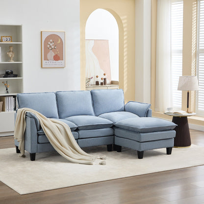 Divano di lusso a 3 posti e poggiapiedi: comfort ultra-morbido e multi-stanza