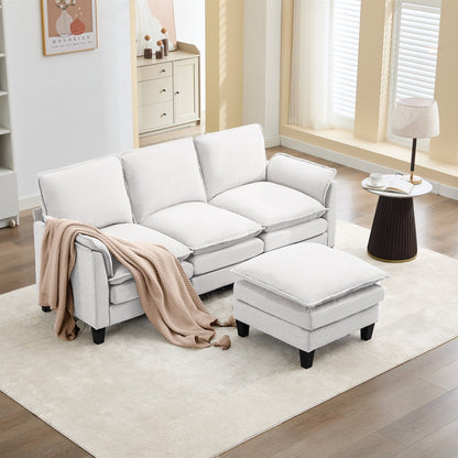 Divano di lusso a 3 posti e poggiapiedi: comfort ultra-morbido e multi-stanza