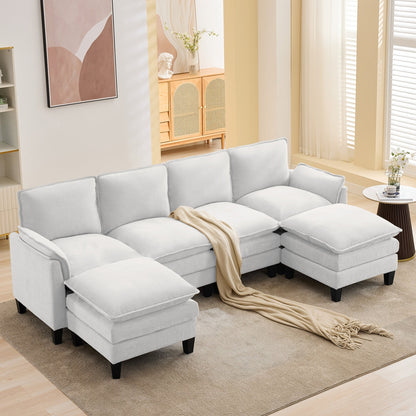 Divano di lusso a 4 posti e poggiapiedi: comfort ultra-morbido e multi-stanza