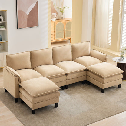 Divano di lusso a 4 posti e poggiapiedi: comfort ultra-morbido e multi-stanza