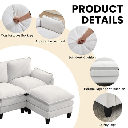 Divano di lusso a 4 posti e poggiapiedi: comfort ultra-morbido e multi-stanza