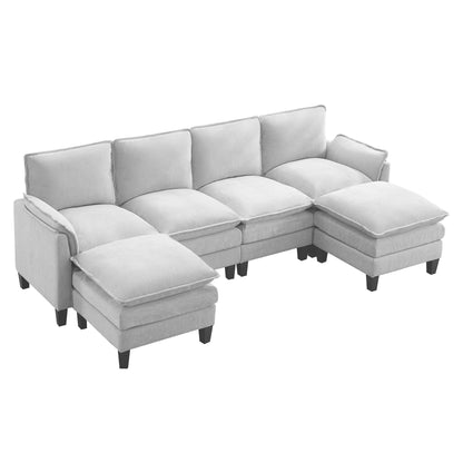 Divano di lusso a 4 posti e poggiapiedi: comfort ultra-morbido e multi-stanza