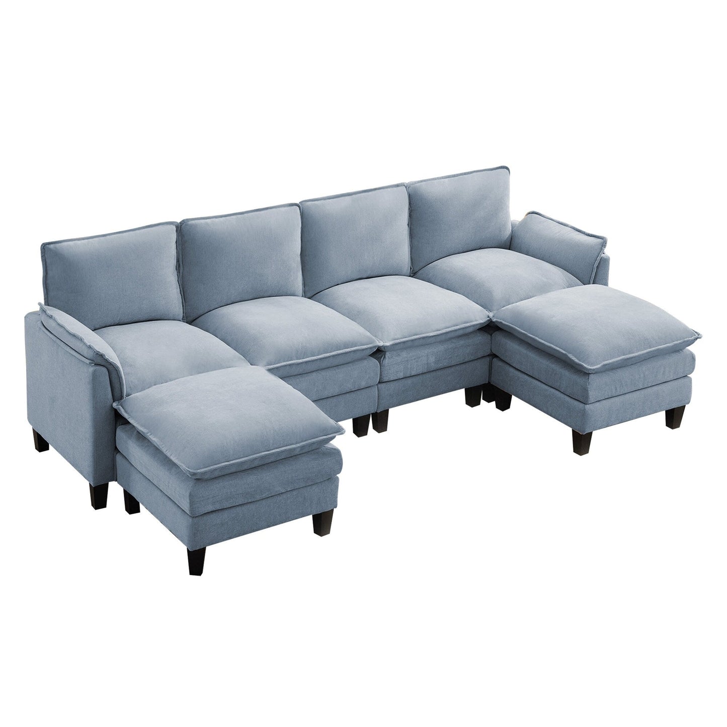 Divano di lusso a 4 posti e poggiapiedi: comfort ultra-morbido e multi-stanza