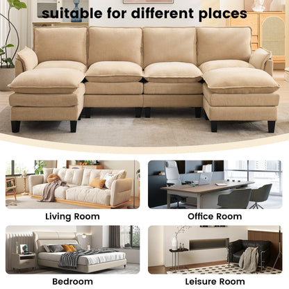 Divano di lusso a 4 posti e poggiapiedi: comfort ultra-morbido e multi-stanza