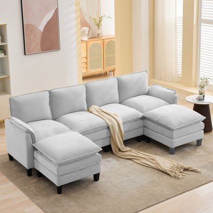 Divano di lusso a 4 posti e poggiapiedi: comfort ultra-morbido e multi-stanza