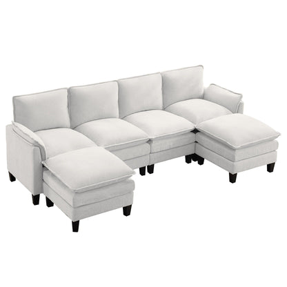 Divano di lusso a 4 posti e poggiapiedi: comfort ultra-morbido e multi-stanza