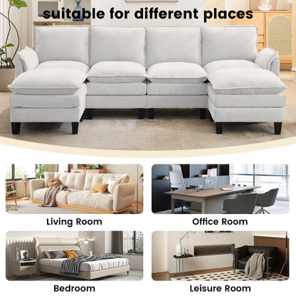 Divano di lusso a 4 posti e poggiapiedi: comfort ultra-morbido e multi-stanza