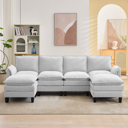 Divano di lusso a 4 posti e poggiapiedi: comfort ultra-morbido e multi-stanza