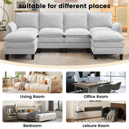 Divano di lusso a 4 posti e poggiapiedi: comfort ultra-morbido e multi-stanza