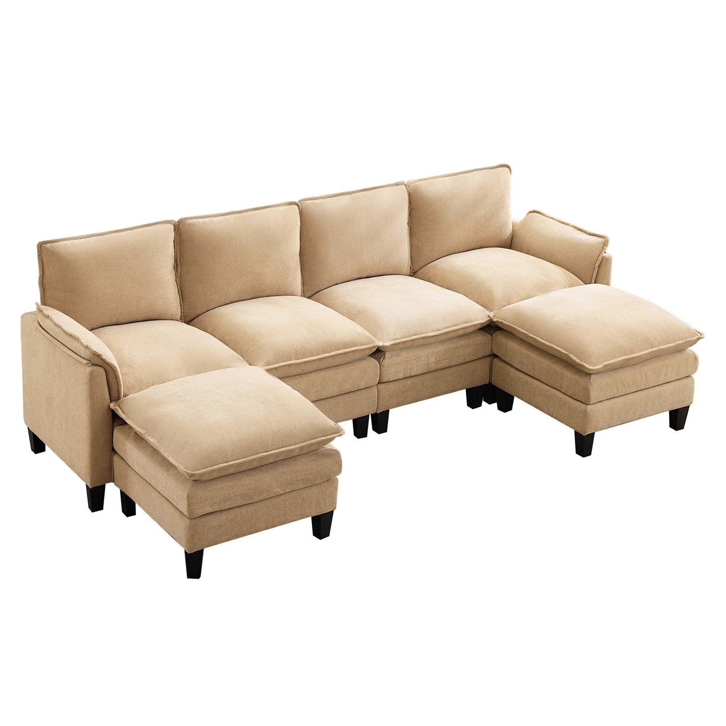 Divano di lusso a 4 posti e poggiapiedi: comfort ultra-morbido e multi-stanza