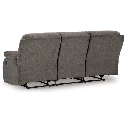 Divano reclinabile manuale Lyla con schienale a balze, poliestere grigio, 86 pollici