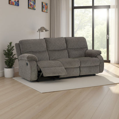 Divano reclinabile manuale Lyla con schienale a balze, poliestere grigio, 86 pollici
