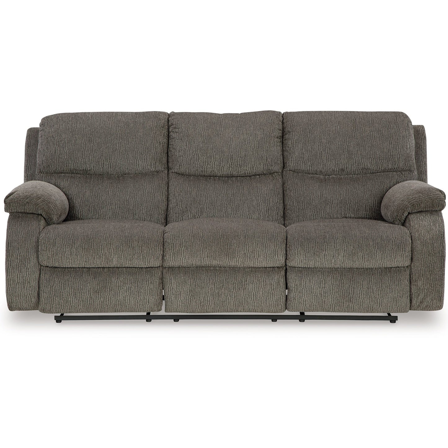 Divano reclinabile manuale Lyla con schienale a balze, poliestere grigio, 86 pollici