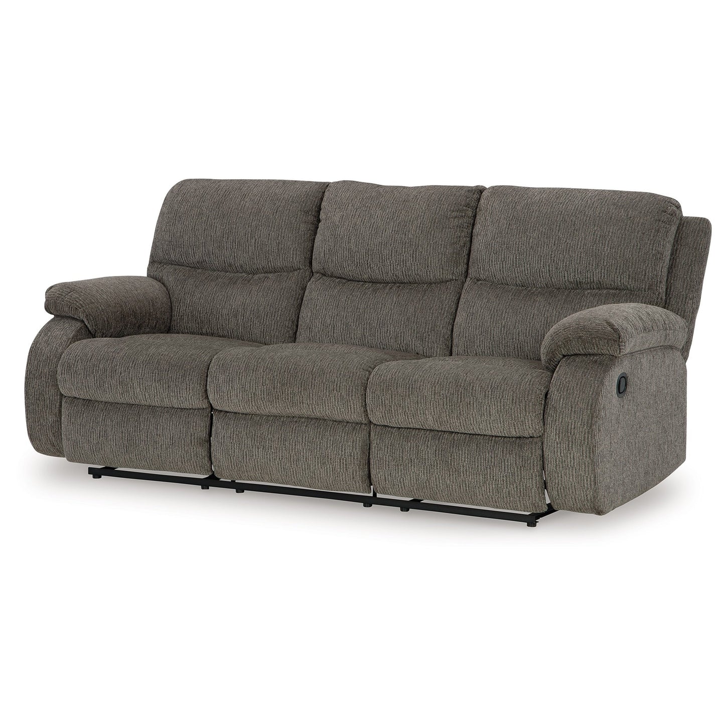 Divano reclinabile manuale Lyla con schienale a balze, poliestere grigio, 86 pollici