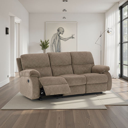 Divano reclinabile manuale Lyla, schienale a baldacchino, poliestere marrone rovere, 86 pollici