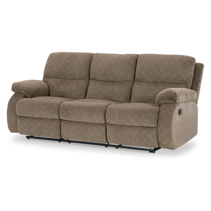 Divano reclinabile manuale Lyla, schienale a baldacchino, poliestere marrone rovere, 86 pollici