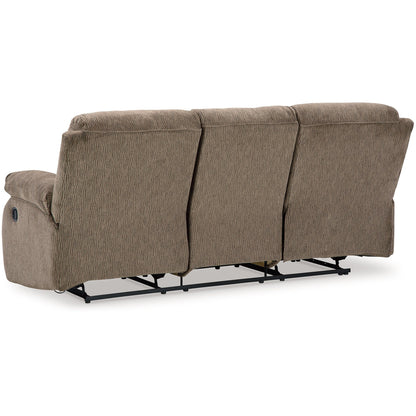 Divano reclinabile manuale Lyla, schienale a baldacchino, poliestere marrone rovere, 86 pollici