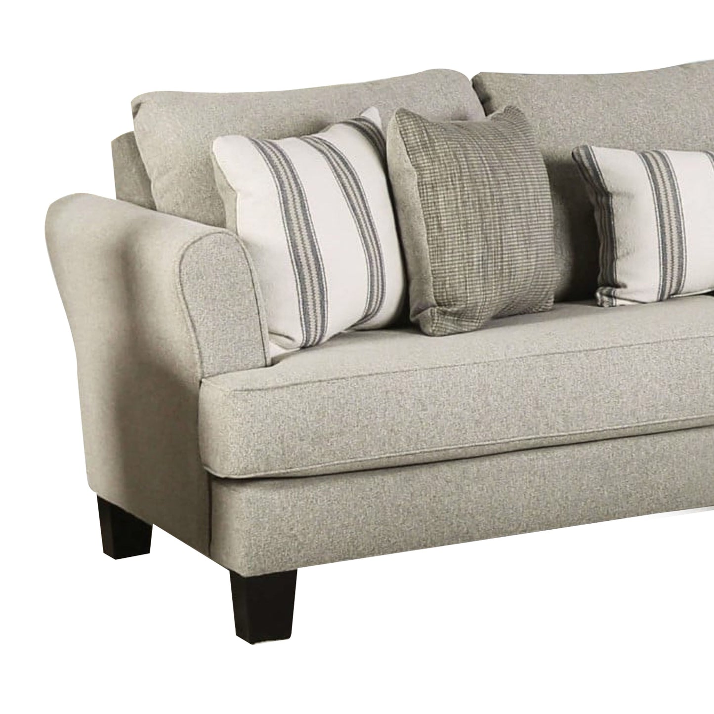 Divano Lymo, 98 pollici, beige casual e avorio, 5 cuscini decorativi