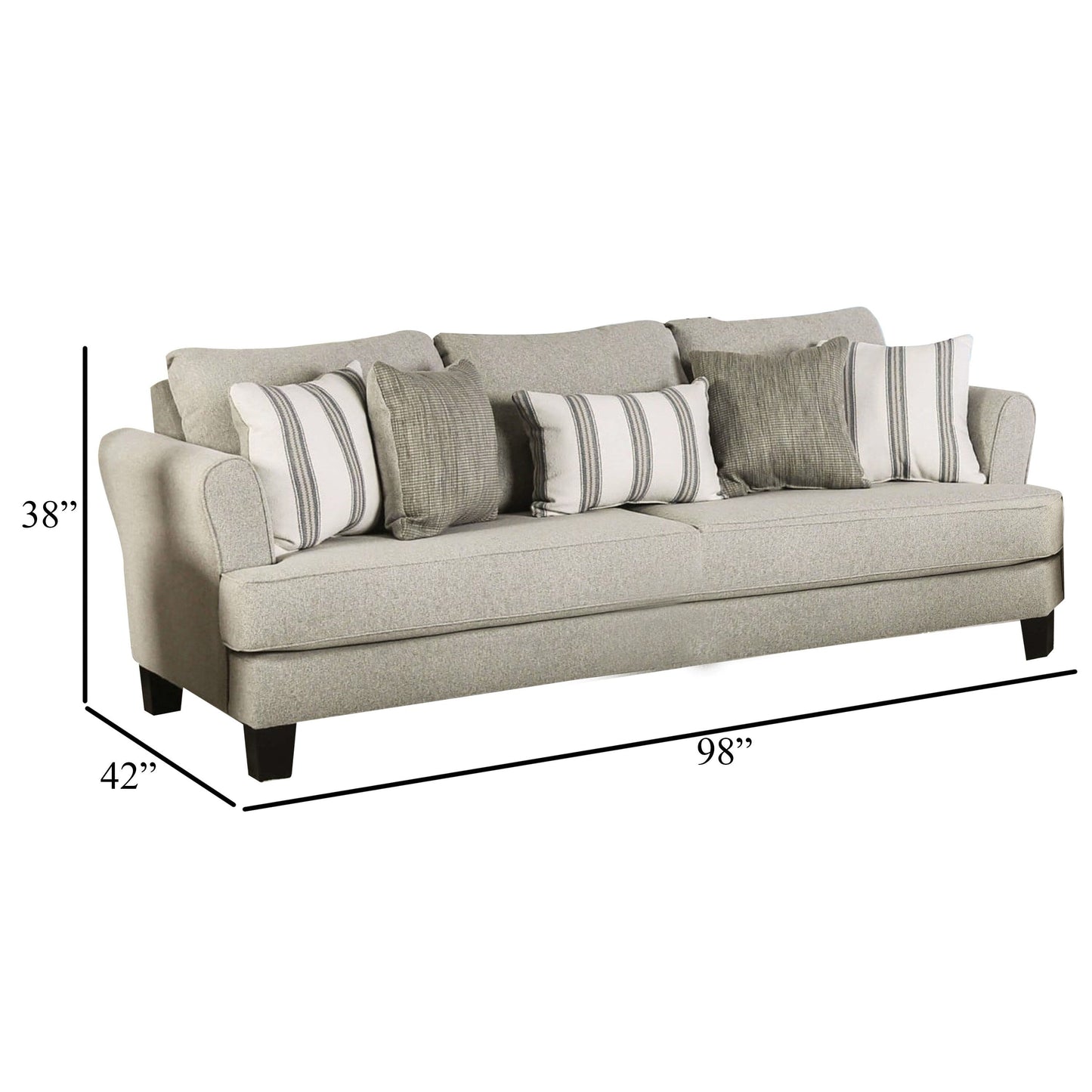 Divano Lymo, 98 pollici, beige casual e avorio, 5 cuscini decorativi