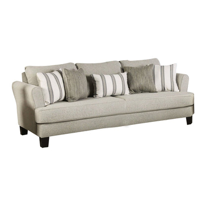 Divano Lymo, 98 pollici, beige casual e avorio, 5 cuscini decorativi