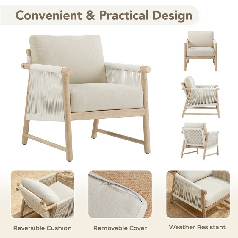 Sedia da esterno Lynn Outdoor in legno di acacia per patio