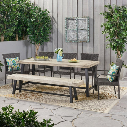 Set da pranzo rustico da 8 posti Lyons Outdoor di Christopher Knight Home