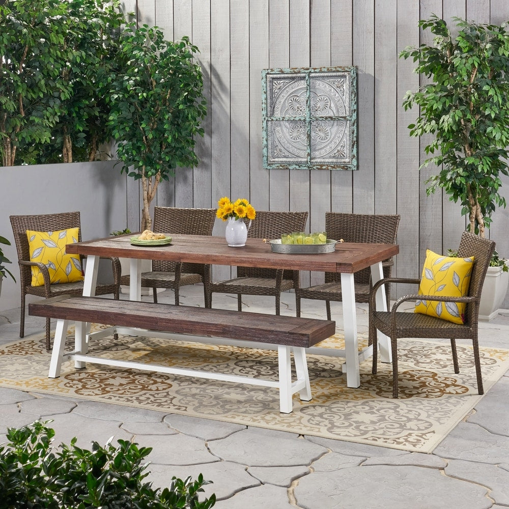 Set da pranzo rustico da 8 posti Lyons Outdoor di Christopher Knight Home