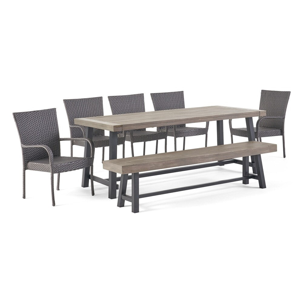 Set da pranzo rustico da 8 posti Lyons Outdoor di Christopher Knight Home