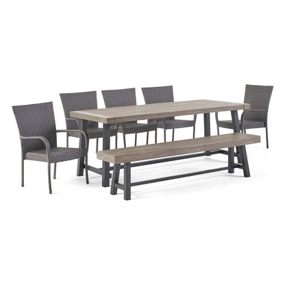 Set da pranzo rustico da 8 posti Lyons Outdoor di Christopher Knight Home