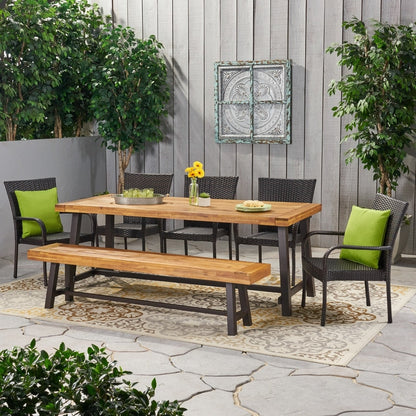 Set da pranzo rustico da 8 posti Lyons Outdoor di Christopher Knight Home
