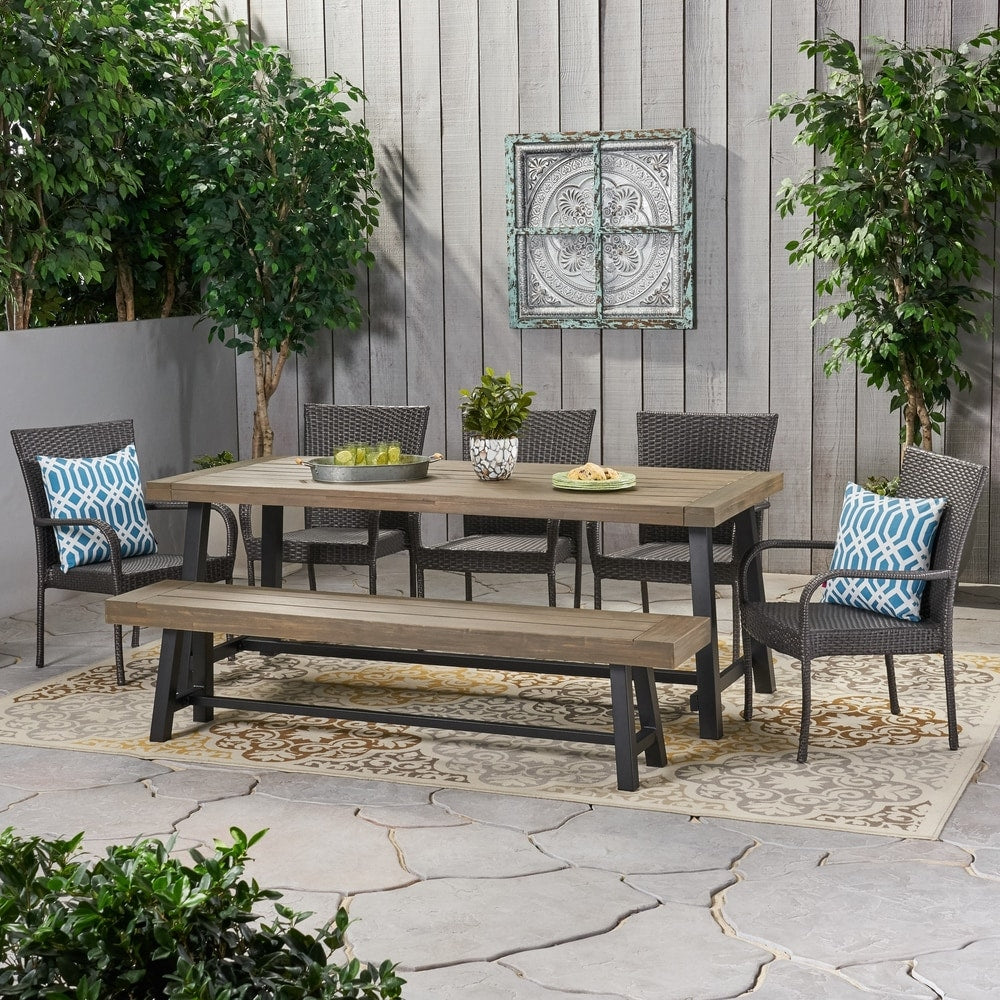 Set da pranzo rustico da 8 posti Lyons Outdoor di Christopher Knight Home