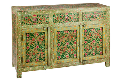 Frida - Fiori Credenza Tre Sportelli Tre Cassetti dipinto a mano