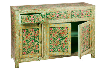 Frida - Fiori Credenza Tre Sportelli Tre Cassetti dipinto a mano