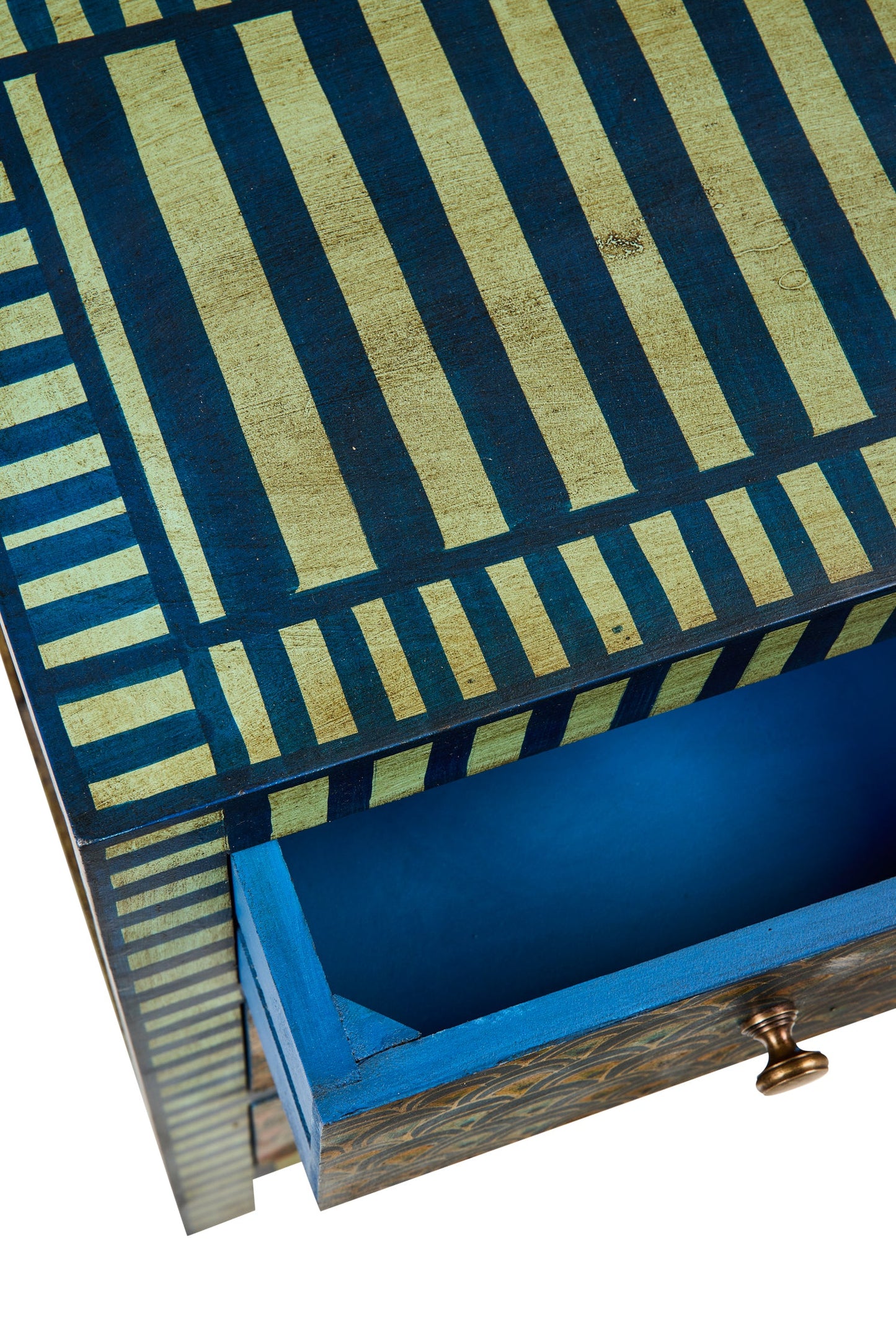 Lisbona - Comodino Tre Cassetti Fantasia Toni Del Blu