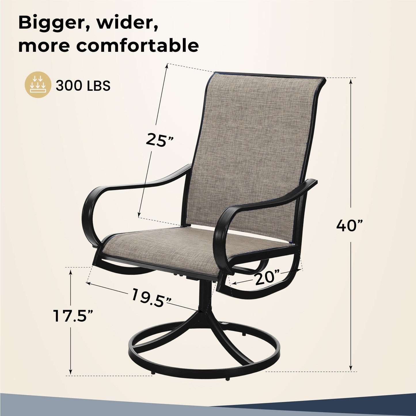 MAISON ARTS Set da pranzo per patio da 5 pezzi, composto da 4 sedie girevoli con cinghie e 1 tavolo da pranzo rotondo con rivestimento E-coating e foro per ombrellone