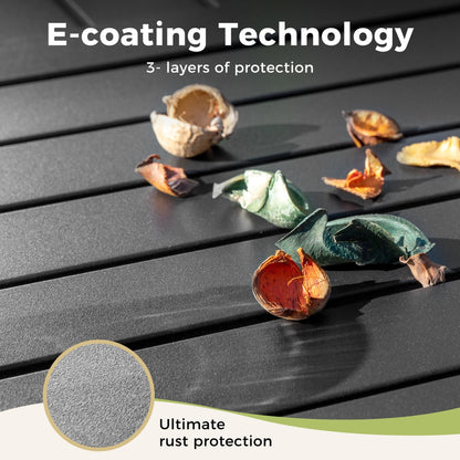 MAISON ARTS Set da pranzo per patio da 5 pezzi, composto da 4 sedie girevoli con cinghie e 1 tavolo da pranzo rotondo con rivestimento E-coating e foro per ombrellone