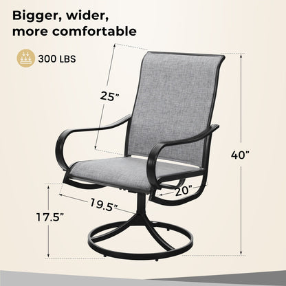 MAISON ARTS Set da pranzo per patio da 5 pezzi, composto da 4 sedie girevoli con cinghie e 1 tavolo da pranzo rotondo con rivestimento E-coating e foro per ombrellone