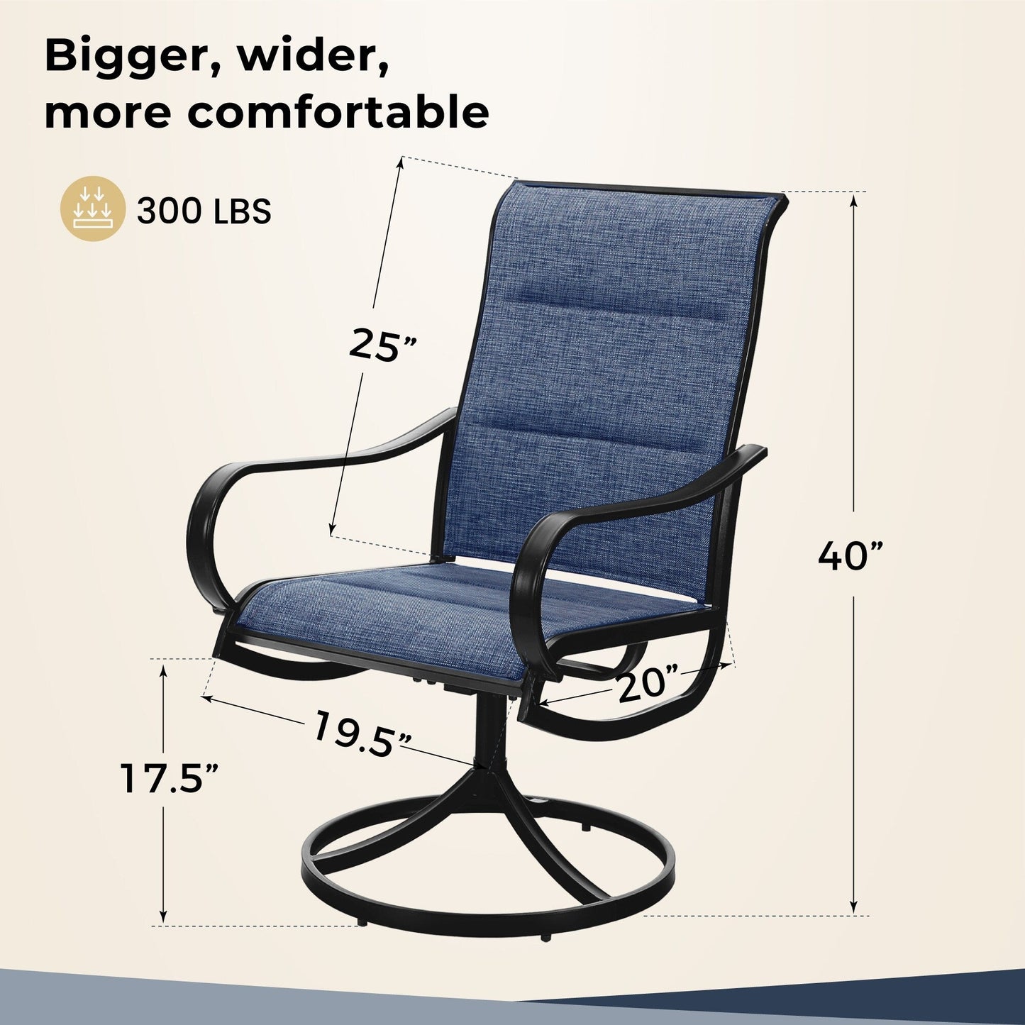 MAISON ARTS Set da pranzo per patio da 5 pezzi, composto da 4 sedie girevoli con cinghie e 1 tavolo da pranzo rotondo con rivestimento E-coating e foro per ombrellone