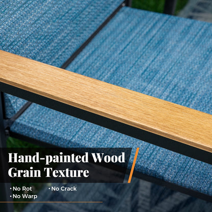 MAISON ARTS Set da pranzo per patio da 5 pezzi, 4 sedie da pranzo impilabili in alluminio e 1 tavolo in metallo - Nero